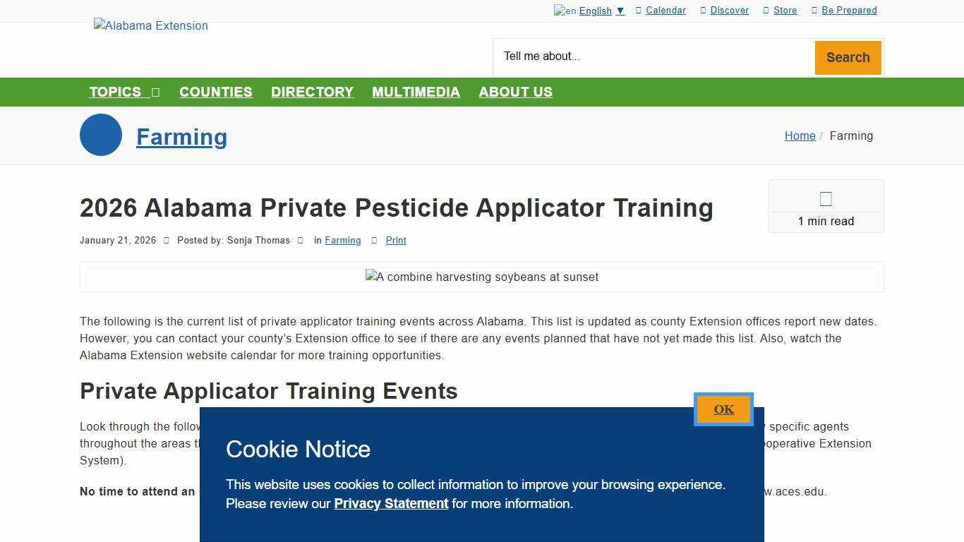 2026 Alabama Private Pesticide Applicator Training - Alabama Cooperative Extension System